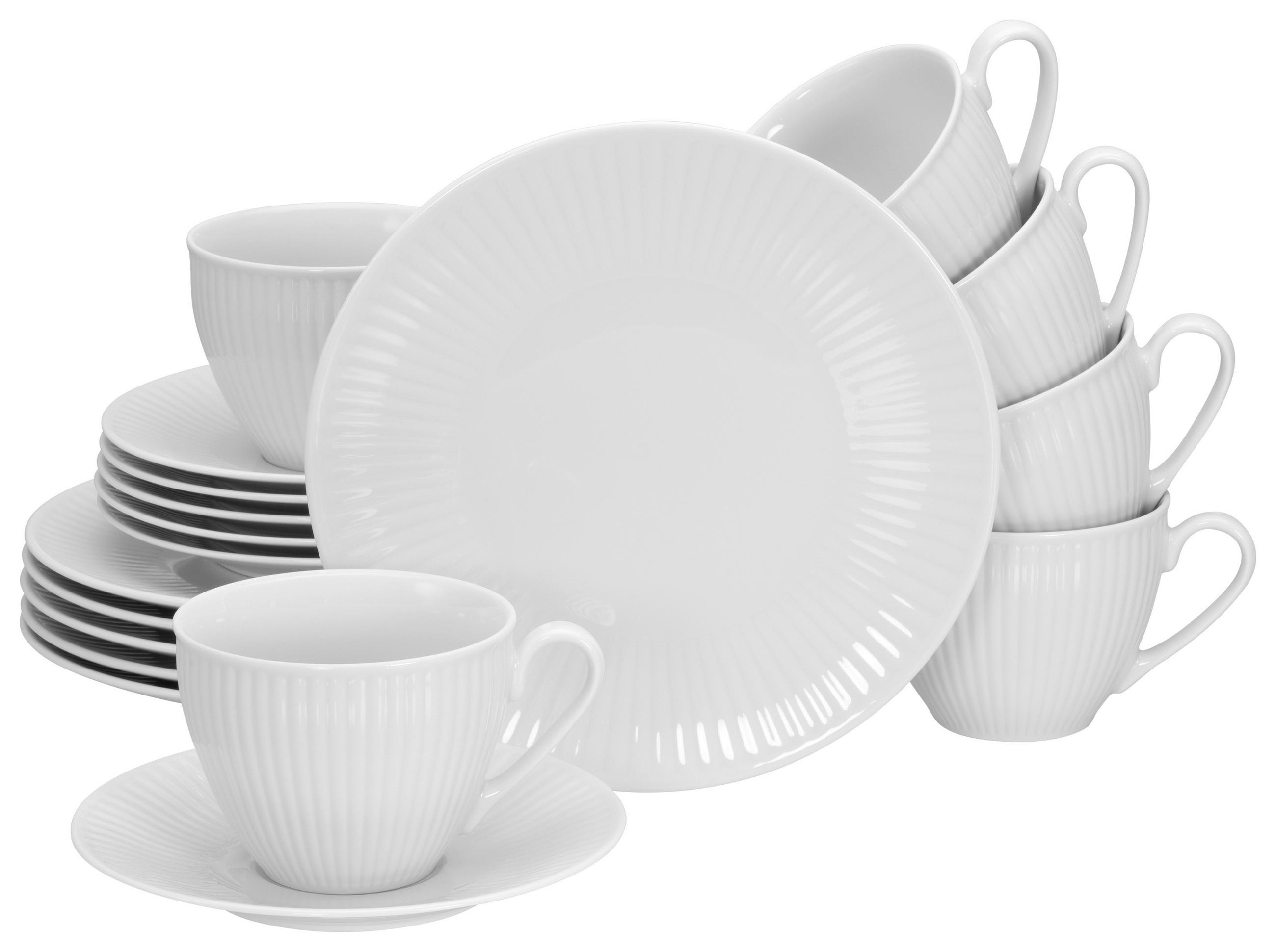 KAFFEESERVICE Weiß 18-teilig Valencia  - Weiß, Design, Keramik - Creatable