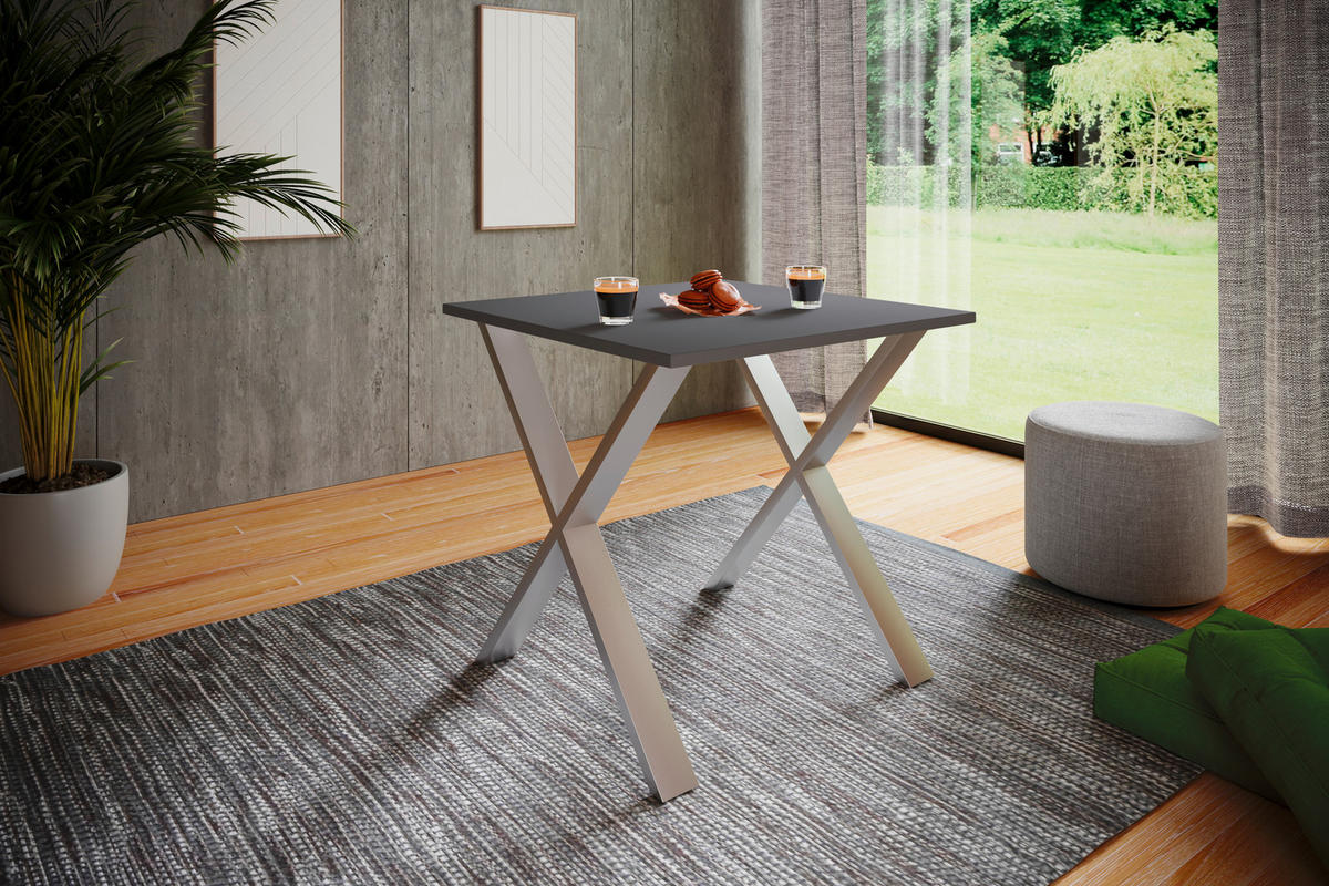 ESSTISCH in Holzwerkstoff 80/80/76 cm   - Anthrazit/Schwarz, Basics, Holzwerkstoff (80/80/76cm) - MID.YOU