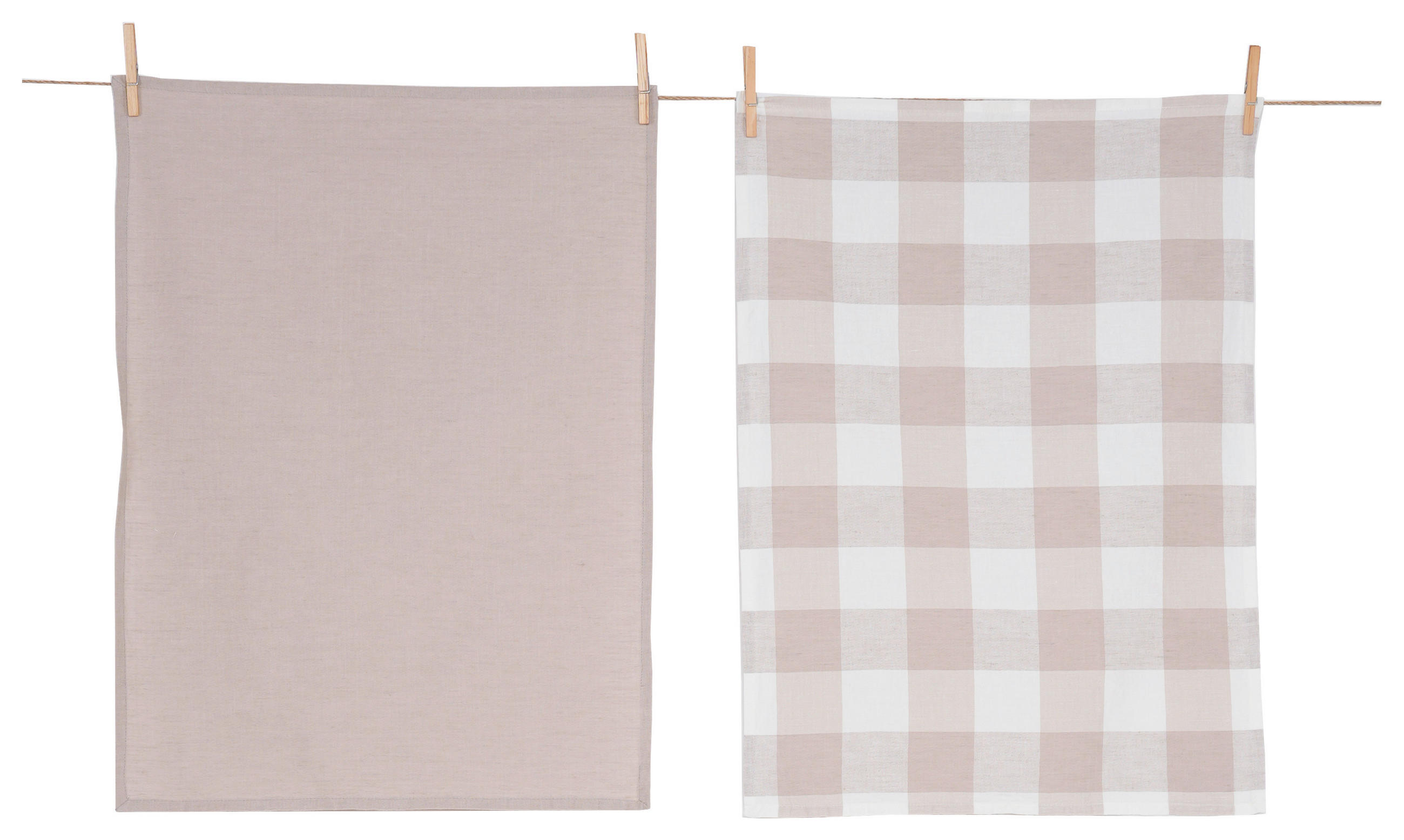 GESCHIRRTUCH-SET 2-teilig Weiß, Beige  - Beige/Weiß, KONVENTIONELL, Textil (50/70cm) - Esposa