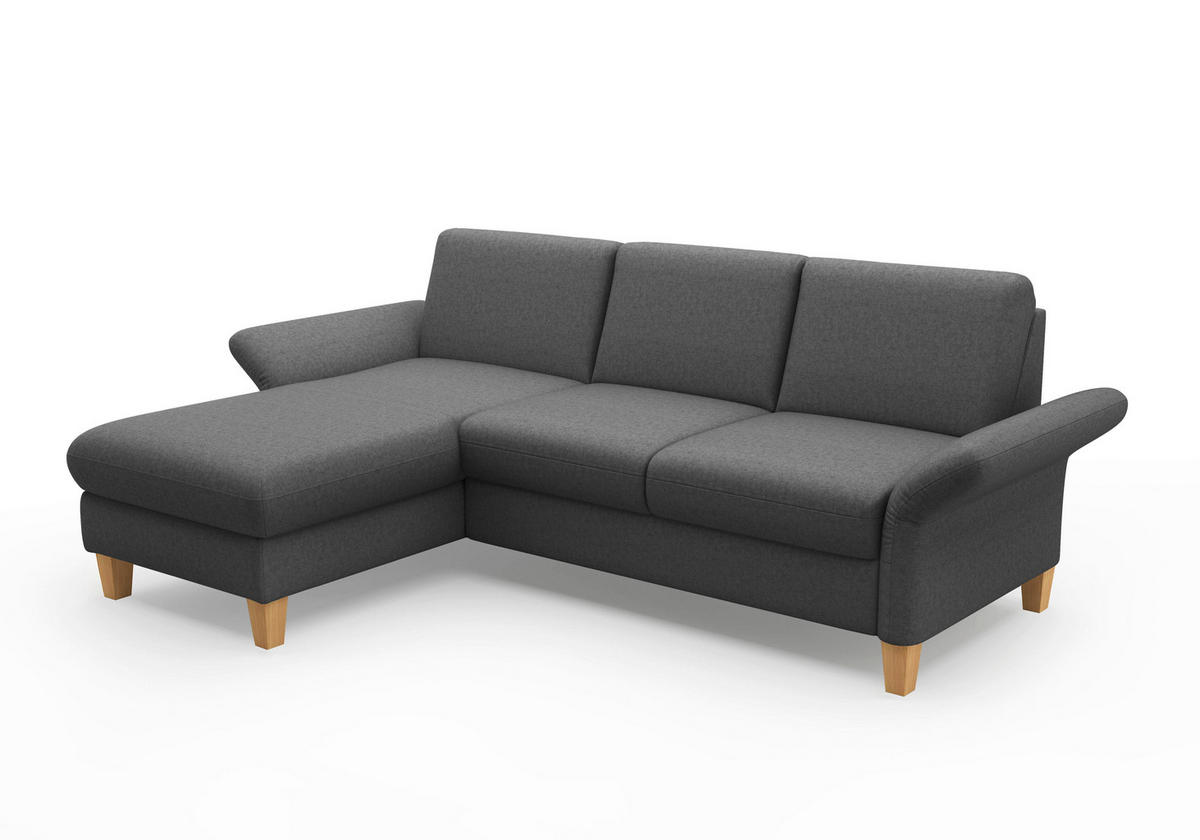 ECKSOFA ROCHELLE E Dunkelgrau Flachgewebe  - Eichefarben/Dunkelgrau, KONVENTIONELL, Holz/Textil (164/251cm) - Sit & More