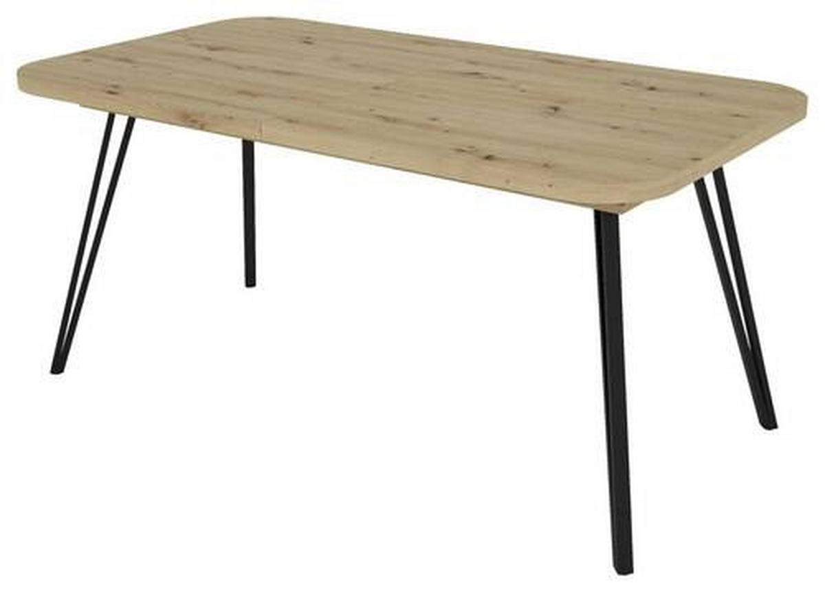 ESSTISCH Schwarz, Eiche Artisan rechteckig  ausziehbar  - Schwarz/Eiche Artisan, LIFESTYLE, Holzwerkstoff/Metall (160/90/76cm) - MID.YOU