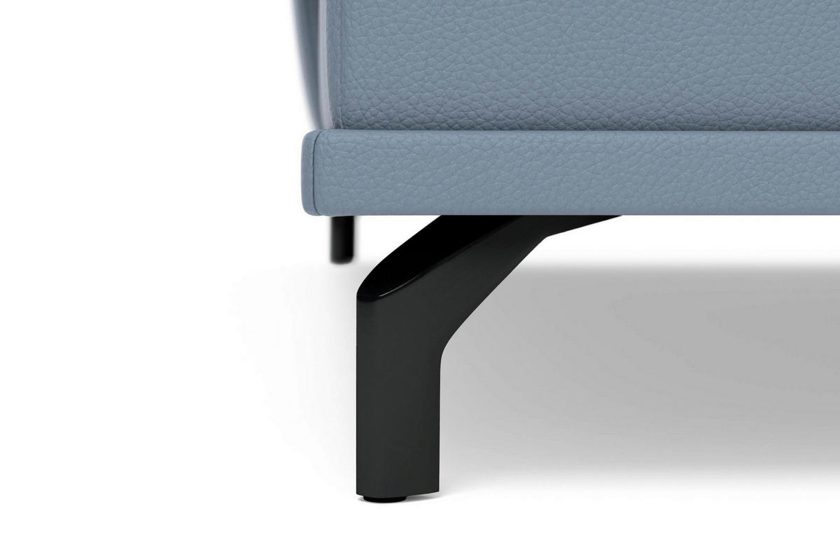 ECKSOFA COSTELLO E Graublau Echtleder Nierenkissen, Armteilverstellung, Sitztiefenverstellung  - Graublau/Schwarz, Basics, Leder/Textil (176/301cm) - Sit & More