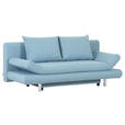 SCHLAFSOFA Flachgewebe Hellblau  - Chromfarben/Schwarz, Design, Kunststoff/Textil (194/73/91cm) - Xora