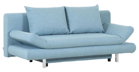 SCHLAFSOFA Flachgewebe Hellblau - Chromfarben/Schwarz, Design, Kunststoff/Textil (194/73/91cm) - Xora