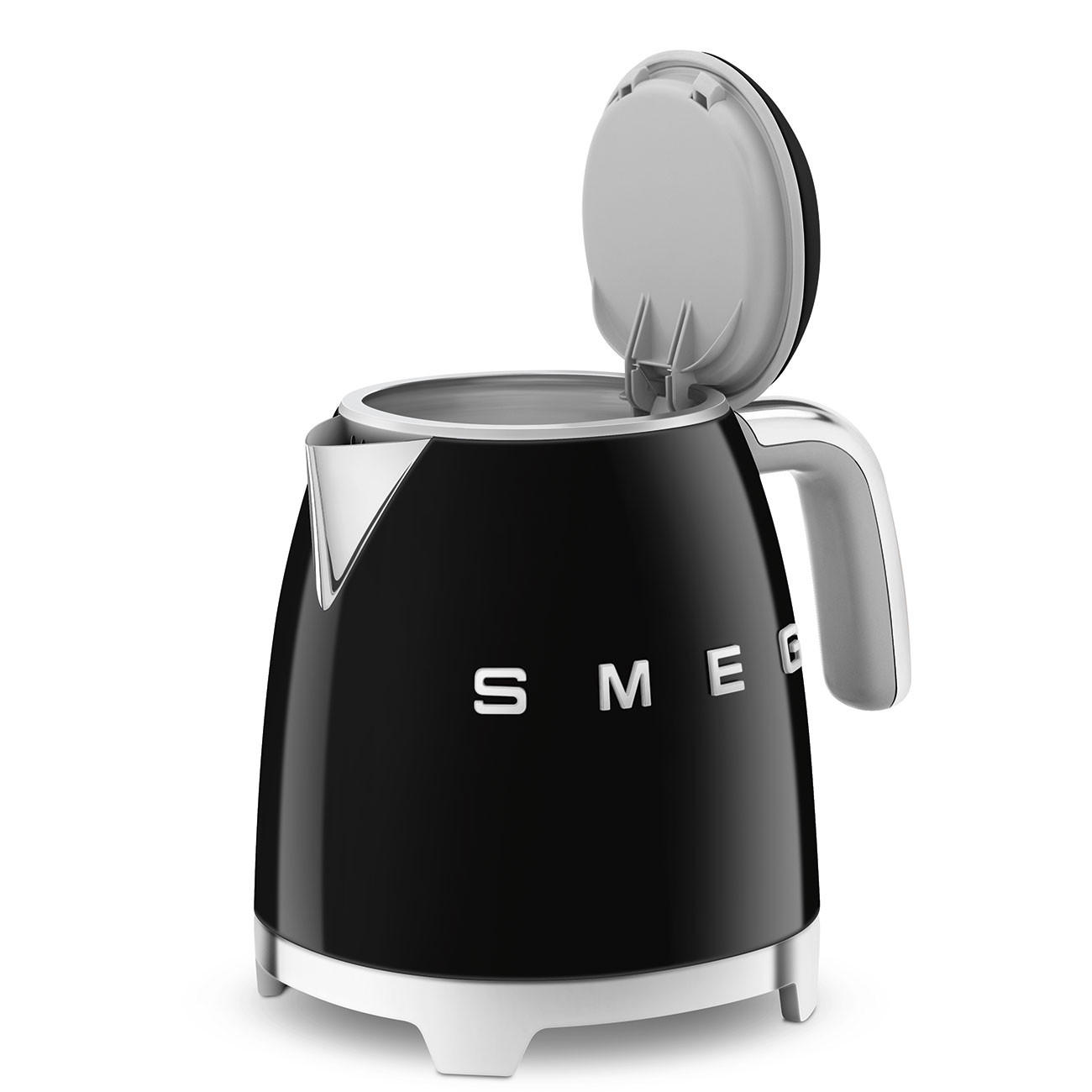 WASSERKOCHER 0,8 l  - Schwarz Hochglanz, Design, Metall (22,3/24,8/17,1cm) - SMEG