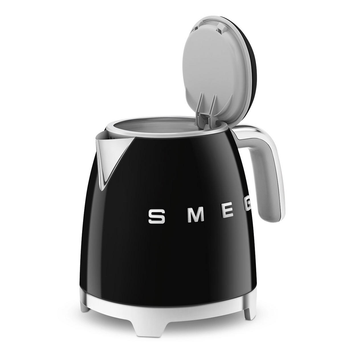 WASSERKOCHER 0,8 l  - Schwarz Hochglanz, Design, Metall (22,3/24,8/17,1cm) - SMEG