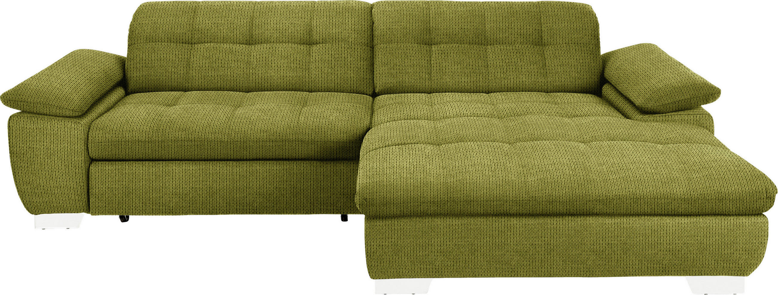 ECKSOFA in Mikrofaser Hellgrün  - Chromfarben/Hellgrün, Design, Textil/Metall (265/180cm) - Carryhome