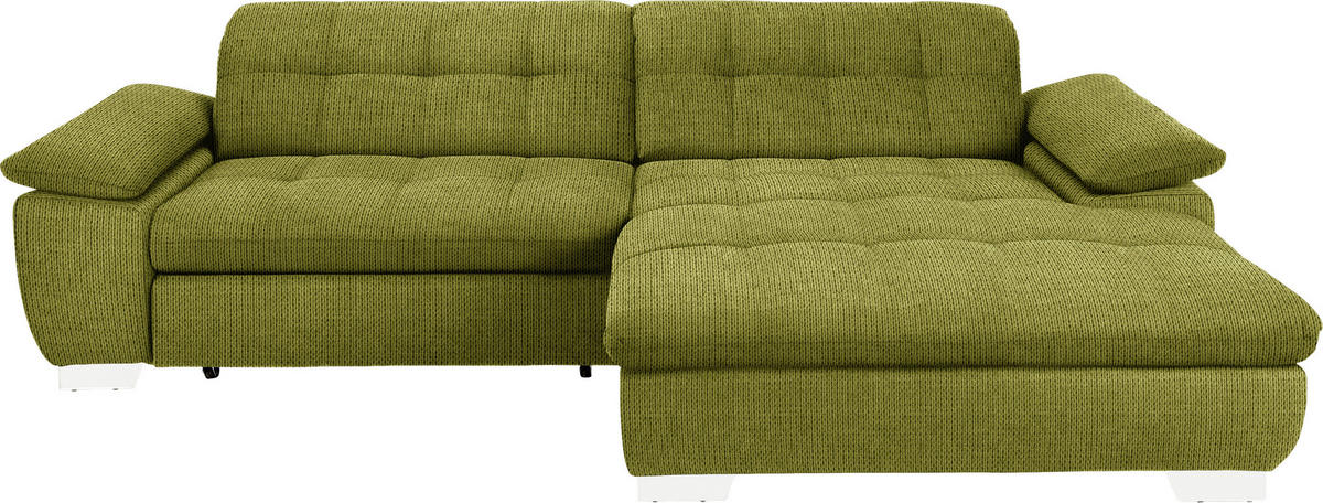 ECKSOFA Mikrofaser Hellgrün  - Chromfarben/Hellgrün, Design, Textil/Metall (265/180cm) - Carryhome