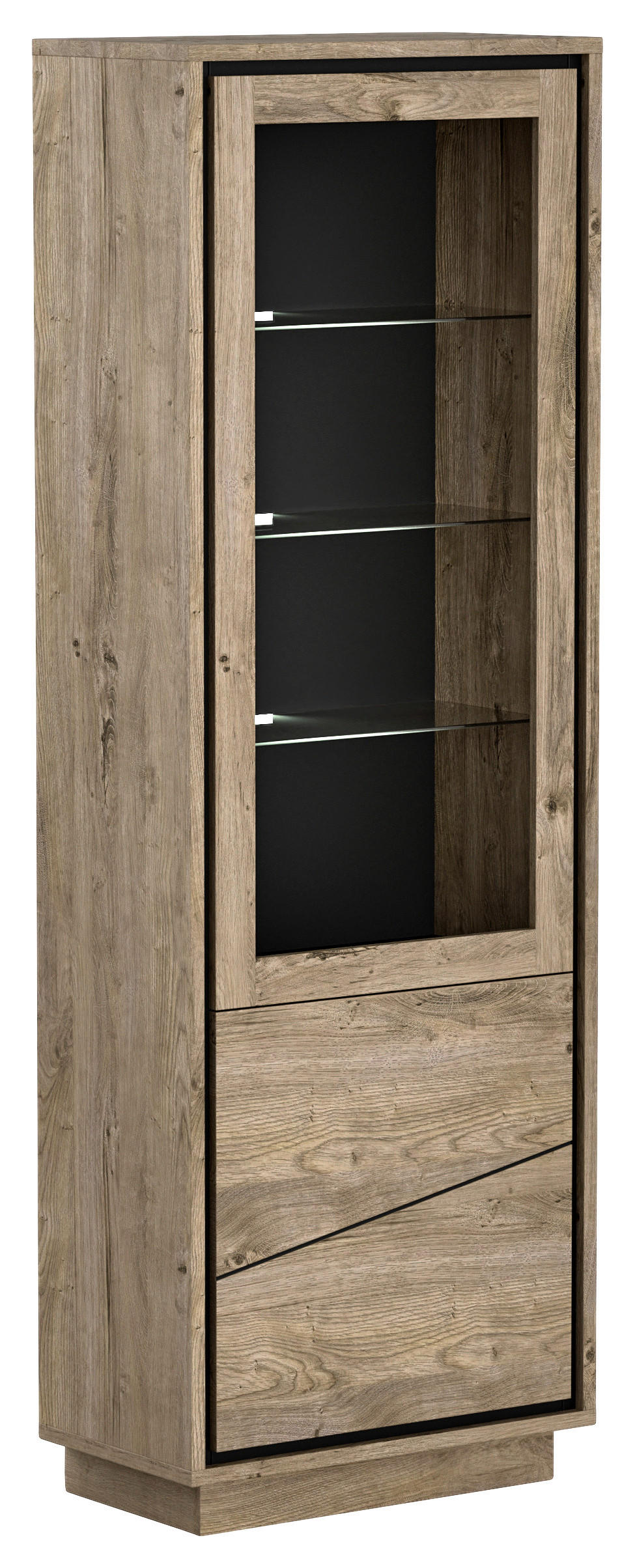 VITRÍNA, antracitová, koňaková, 68/201/37 cm - antracitová/koňaková, Design, kompozitní dřevo/sklo (68/201/37cm) - Livetastic