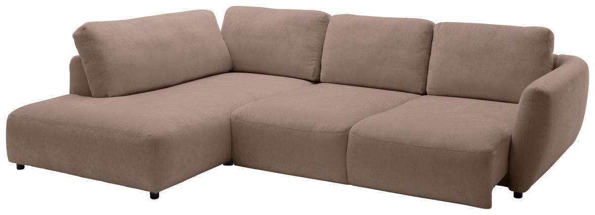 ECKSOFA Chenille Taupe  - Taupe/Schwarz, Konventionell, Kunststoff/Textil (224/307cm) - Hom`in