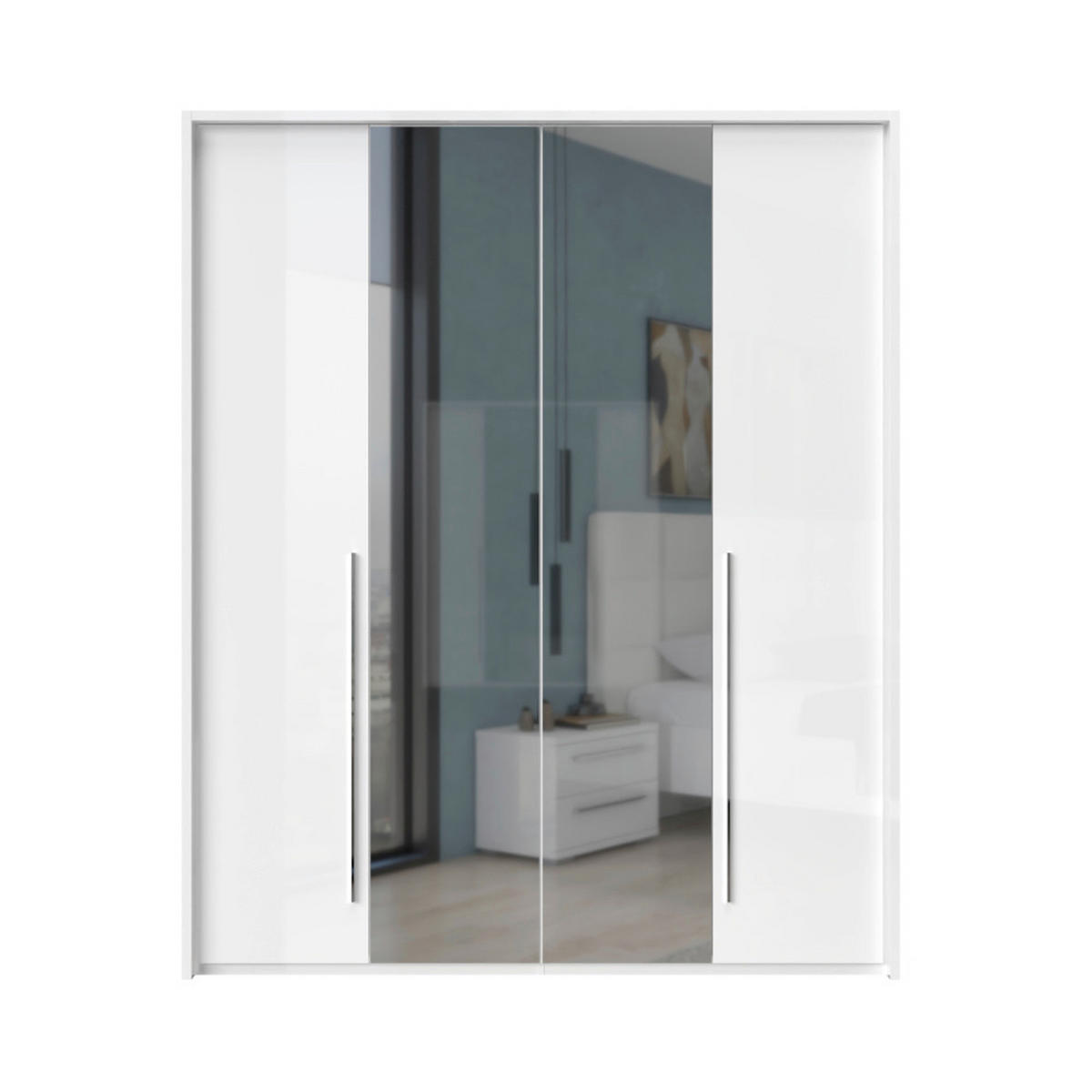 ORMAR SA KLASIČNIM VRATIMA bela, bela visoki sjaj  187/226/60 cm  - bela visoki sjaj/bela, Dizajnerski, metal/pločasti materijal (187/226/60cm)