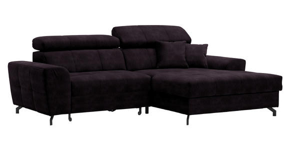 ECKSOFA in Velours Aubergine  - Aubergine/Schwarz, Design, Textil/Metall (267/181cm) - Carryhome