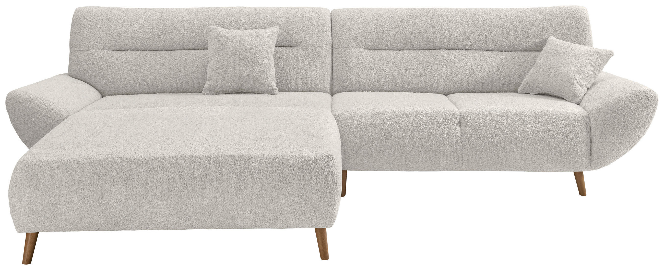 ECKSOFA Weiß Bouclé  - Wildeiche/Weiß, KONVENTIONELL, Holz/Textil (166/290cm) - MID.YOU