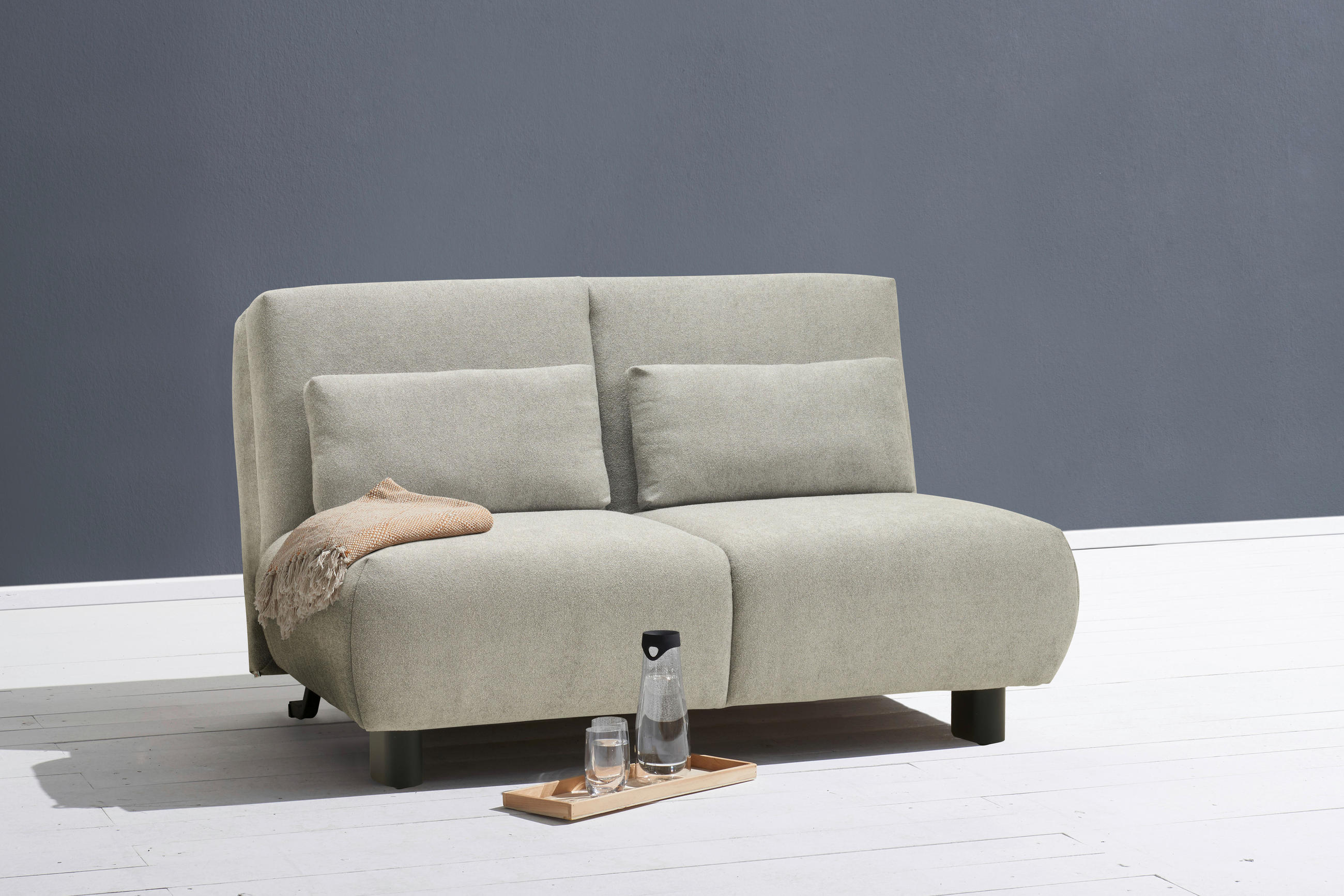 SCHLAFSOFA Flachgewebe Grau  - Schwarz/Grau, KONVENTIONELL, Textil/Metall (150/85/100cm) - Carryhome