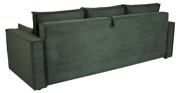 SCHLAFSOFA  mit Rücken echt, Armteil links, Armteil rechts Cord Dunkelgrün  - Dunkelgrün/Schwarz, Design, Textil (232/85/92cm) - Xora