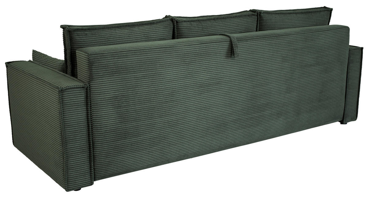 SCHLAFSOFA  mit Rücken echt, Armteil links, Armteil rechts Cord Dunkelgrün  - Dunkelgrün/Schwarz, Design, Textil (232/85/92cm) - Xora