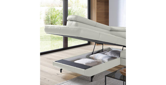 ECKSOFA in Echtleder Weiß - Schwarz/Weiß, Design, Leder/Metall (220/270cm) - Novel