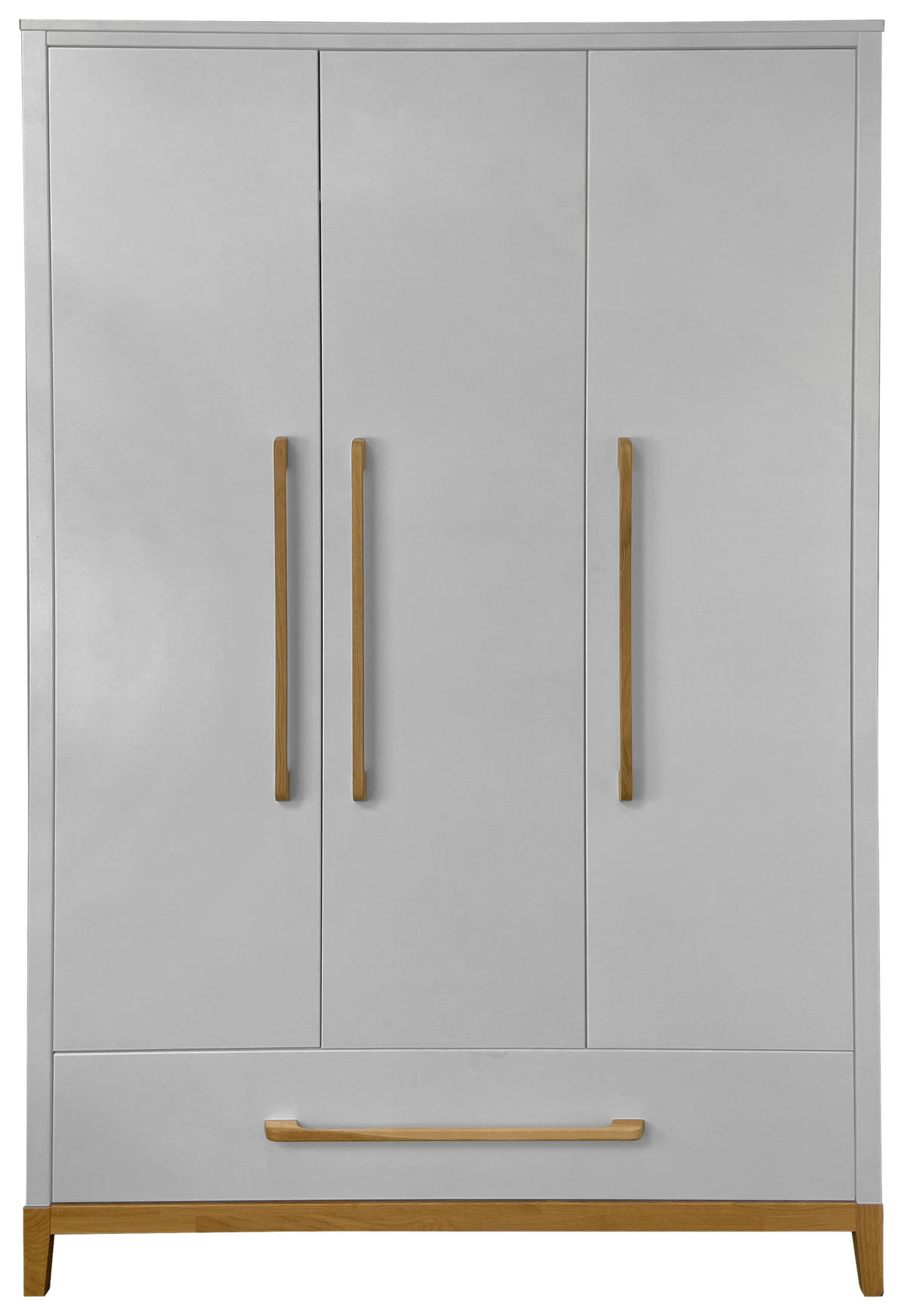 KLEIDERSCHRANK 3-türig Eiche massiv Grau  - Grau, LIFESTYLE, Holz/Holzwerkstoff (135/206/55cm) - Stylife