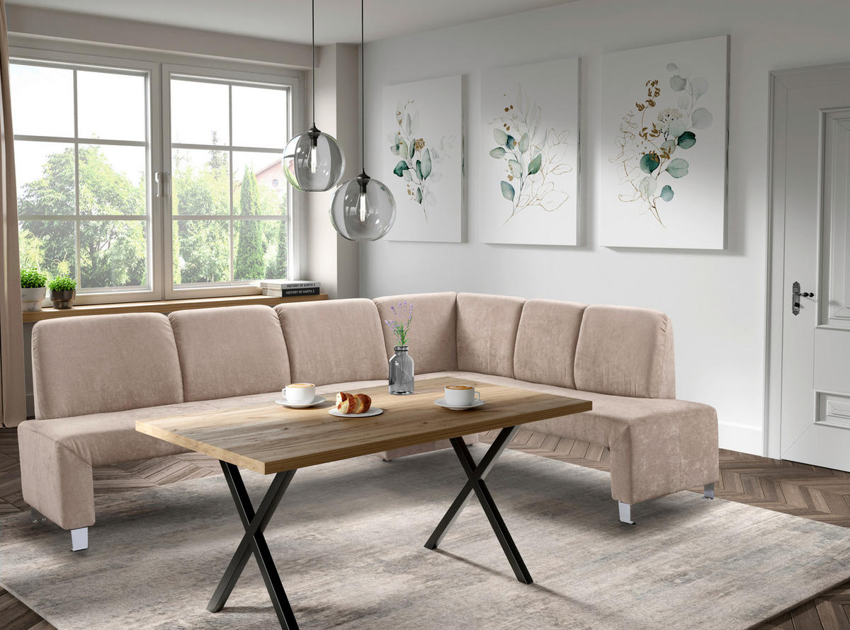 KLUPA KUTNA  bež  drvo, tekstil, drvni materijal      - srebrne boje/bež, Moderno, drvni materijal/drvo (263/198cm) - Livetastic