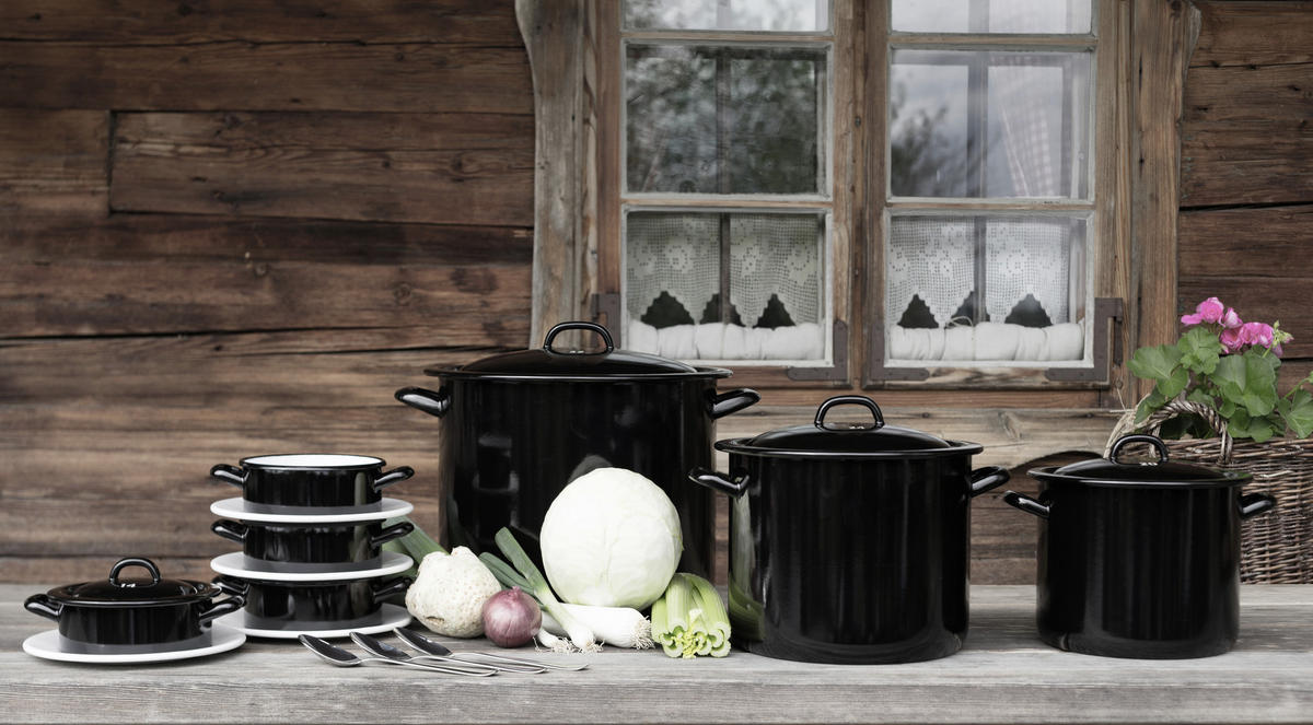 KOCHTOPF Riesen Zwerge 12 l  - Schwarz, Basics, Metall (28/23,5cm) - Riess