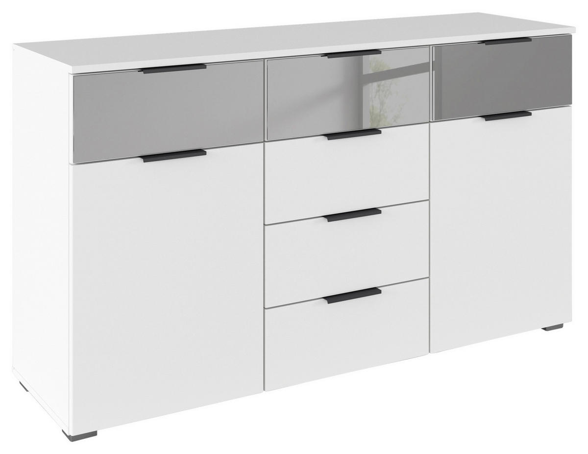 SIDEBOARD 140/81/42 cm  in Weiss  - Weiss/Alufarben, Modern, Glas/Holzwerkstoff (140/81/42cm) - Rauch Möbel