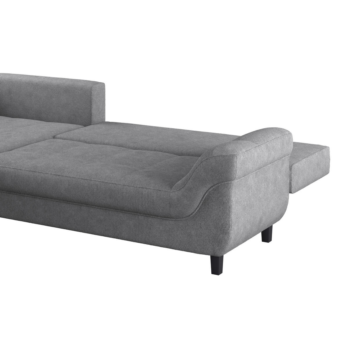ECKSOFA Grau Webstoff  - Schwarz/Grau, Design, Holz/Textil (197/309cm) - Livetastic