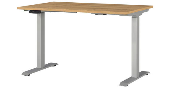SCHREIBTISCH 120/80/72-118 cm in Braun, Silberfarben, Eichefarben - Eichefarben/Silberfarben, MODERN, Holzwerkstoff/Metall (120/80/72-118cm) - Novel