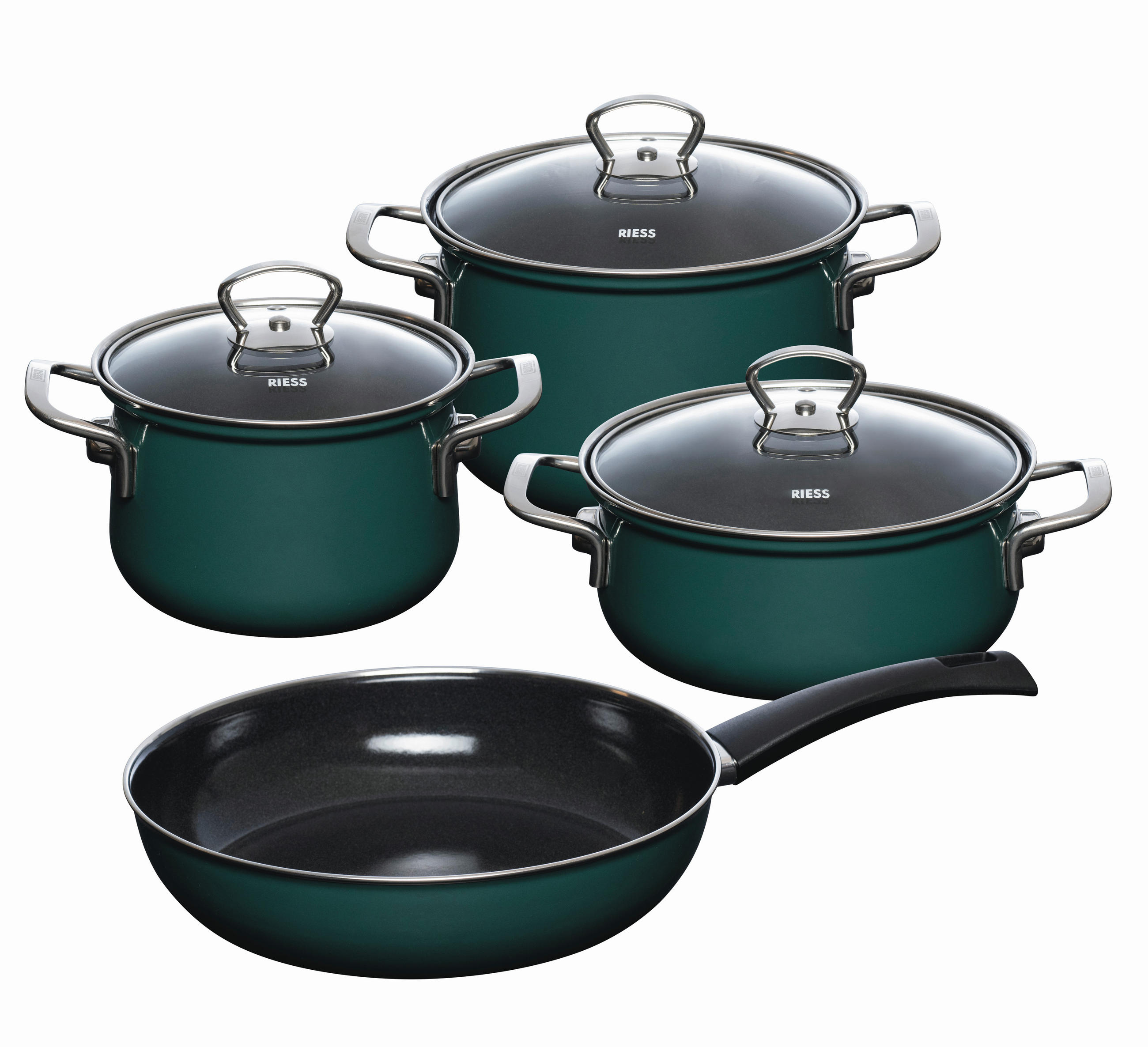 KOCHTOPFSET TEAL 4-teilig  - Dunkelgrün, Basics, Metall (48.50/28.50/24cm) - Riess