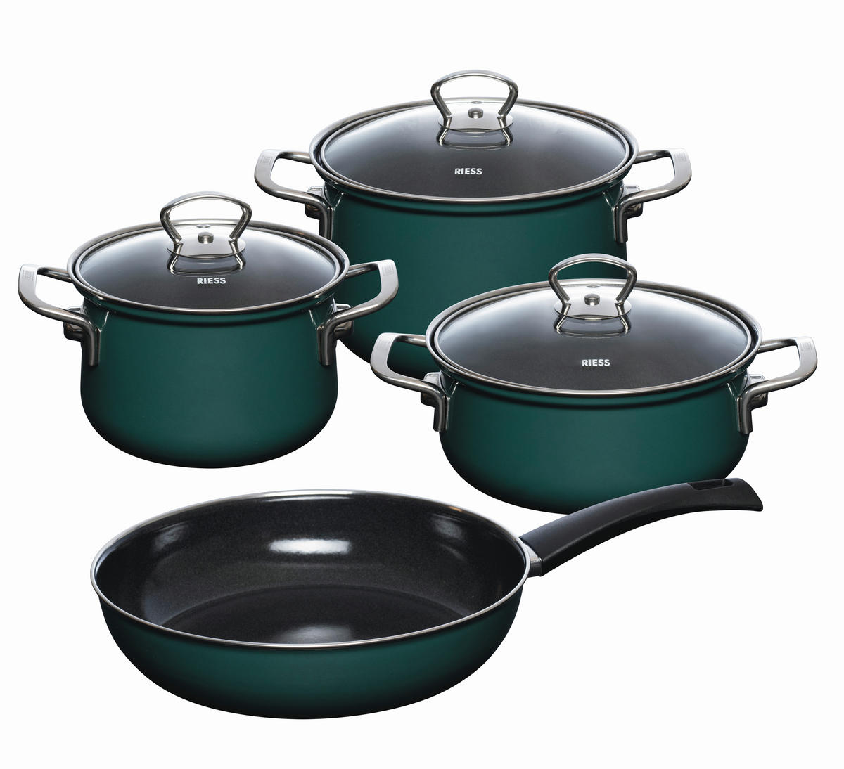 KOCHTOPFSET TEAL 4-teilig  - Dunkelgrün, Basics, Metall (48.50/28.50/24cm) - Riess