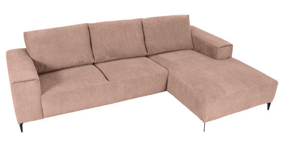 ECKSOFA  in Cord Altrosa  285/170 cm  - Schwarz/Altrosa, KONVENTIONELL, Textil/Metall (285/170cm) - Carryhome