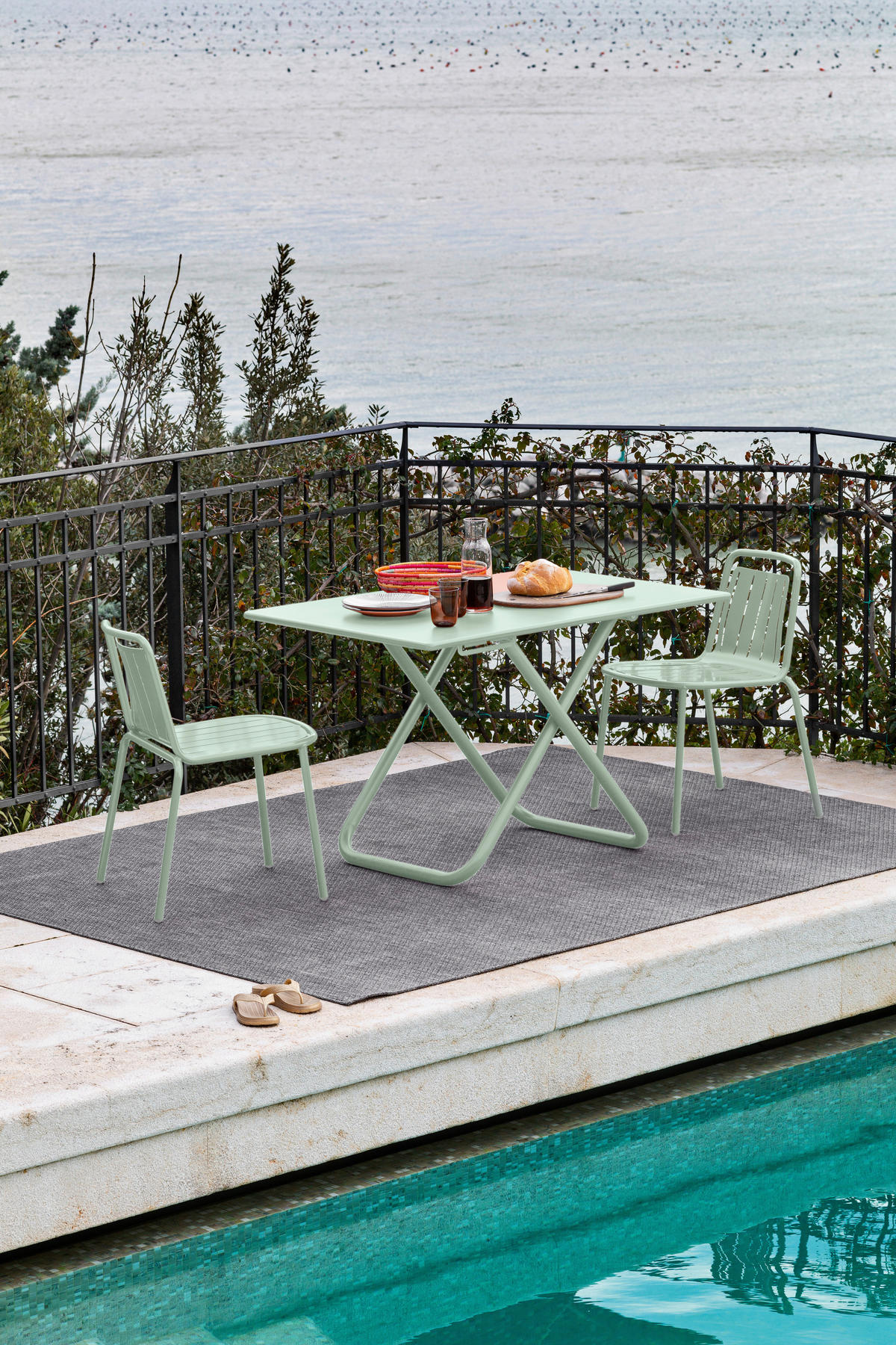 GARTENSTUHL-SET Edelstahl Pastellgrün  - Pastellgrün, Basics, Metall (54/79/57cm) - Connubia 