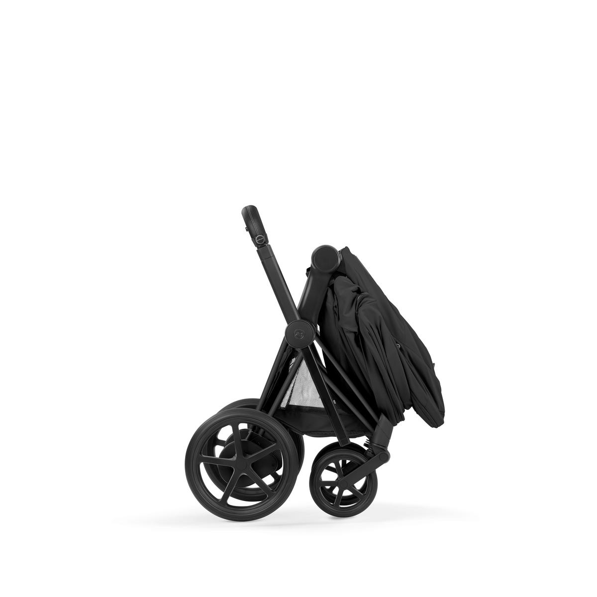 KOMBIKINDERWAGEN  ePRIAM Comfort Matt Black  Sepia Black  - Schwarz, Basics, Kunststoff/Textil (84-93,5/60/100-109cm) - cybex PLATINUM