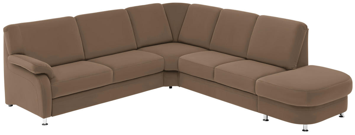 ECKSOFA in Flachgewebe Braun  269/287 cm  - Alufarben/Braun, KONVENTIONELL, Textil/Metall (269/287cm) - Beldomo System