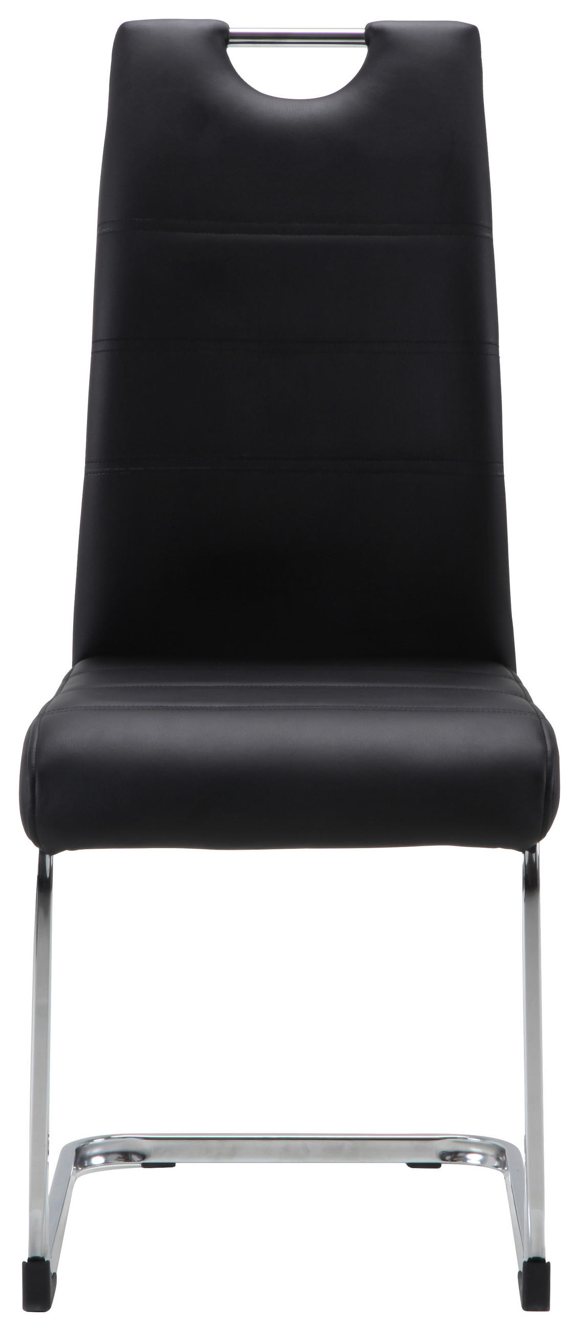 SCHWINGSTUHL  in Stahl Lederlook  - Chromfarben/Schwarz, Design, Textil/Metall (42/99/56cm) - P & B