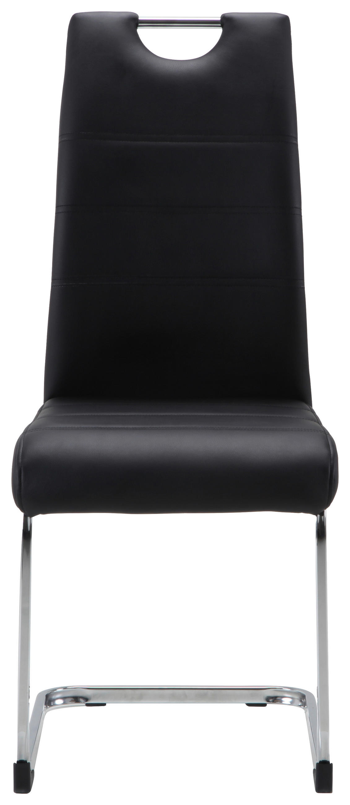 SCAUN CANTILEVER din metal, textil negru, culoare crom  - culoare crom/negru, Design, metal/textil (42/99/56cm) - P & B