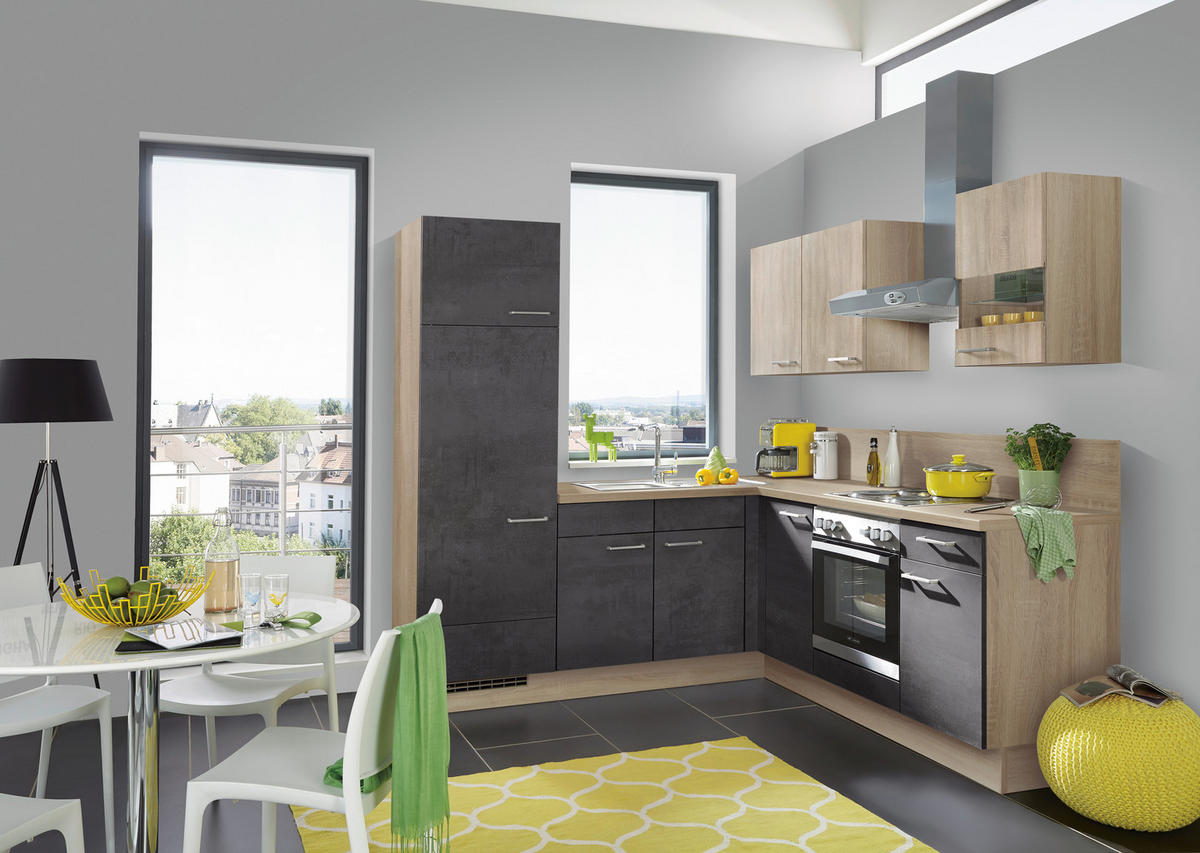 ROHOVÁ KUCHYŇA SILVIO 215 - hnedá/farba duba, Design, kompozitné drevo (215/210cm) - Celina