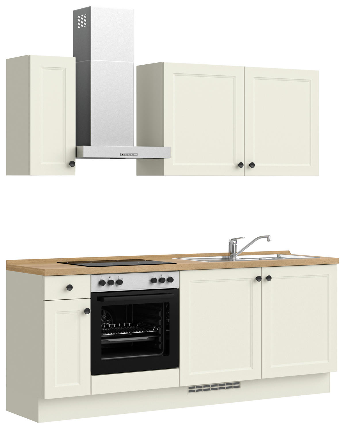 KÜCHENBLOCK Cascada 210 cm  in Weiß, Eichefarben  - Eichefarben/Schwarz, MODERN, Holzwerkstoff/Metall (210cm) - Nobilia