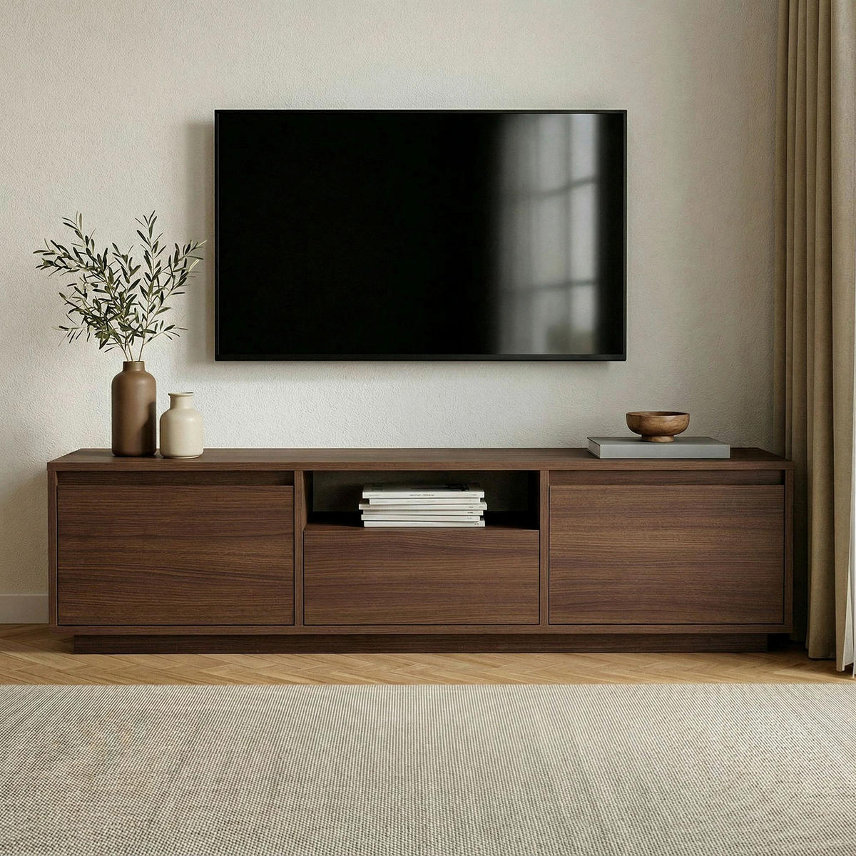 TV-ELEMENT Holzwerkstoff Walnussfarben  - Walnussfarben, MODERN, Holzwerkstoff (160/42/30cm) - MID.YOU
