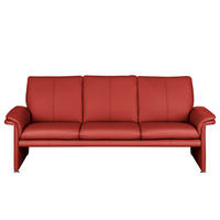 3-SITZER-SOFA Echtleder Rot  - Silberfarben/Rot, Design, Leder/Metall (214/90/88cm) - Livetastic