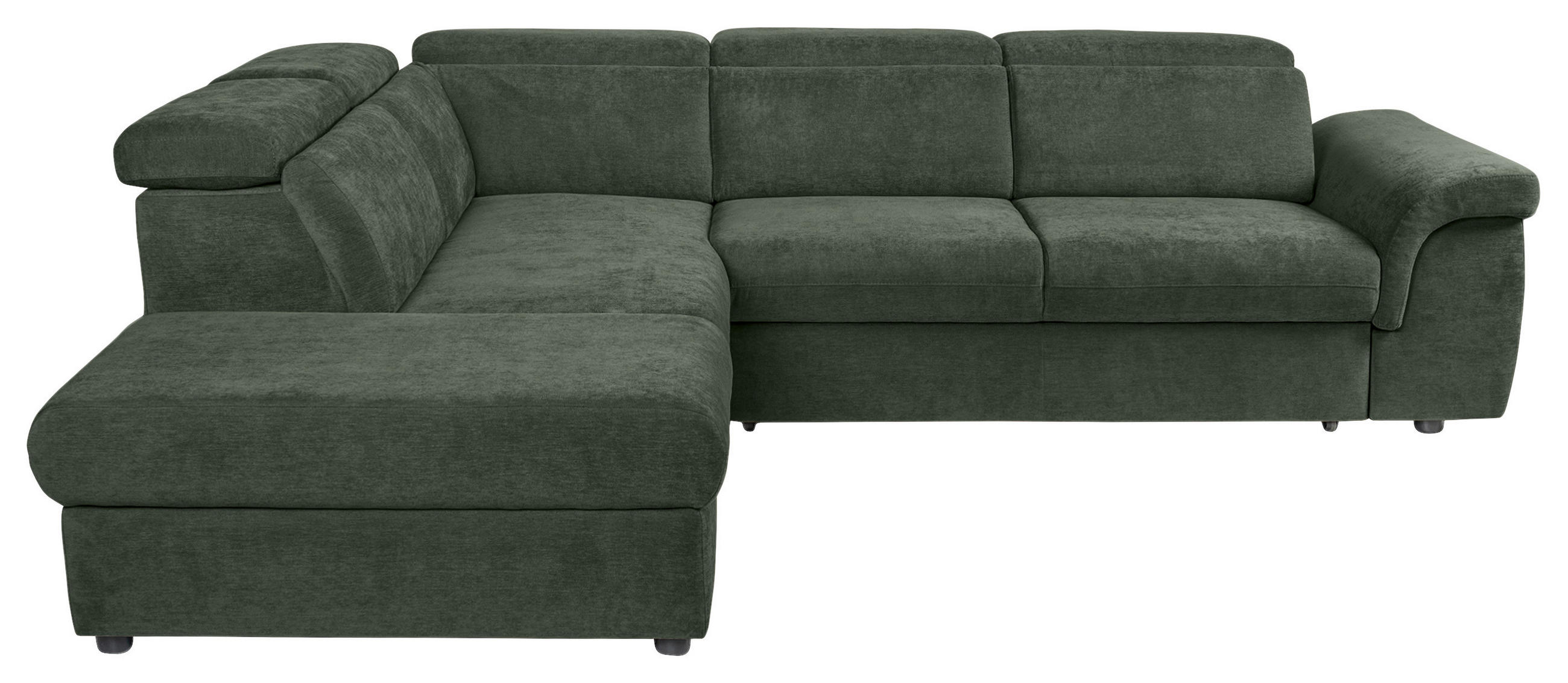 ECKSOFA Dunkelgrün Flachgewebe  - Dunkelgrün/Schwarz, KONVENTIONELL, Kunststoff/Textil (235/280cm) - Carryhome