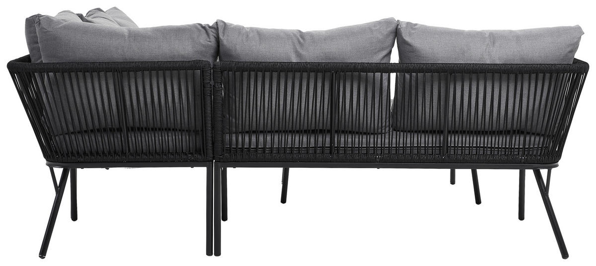 LOUNGEGARNITUR Stahl  - Schwarz/Grau, MODERN, Kunststoff/Textil (210/72/210cm) - Ambia Garden