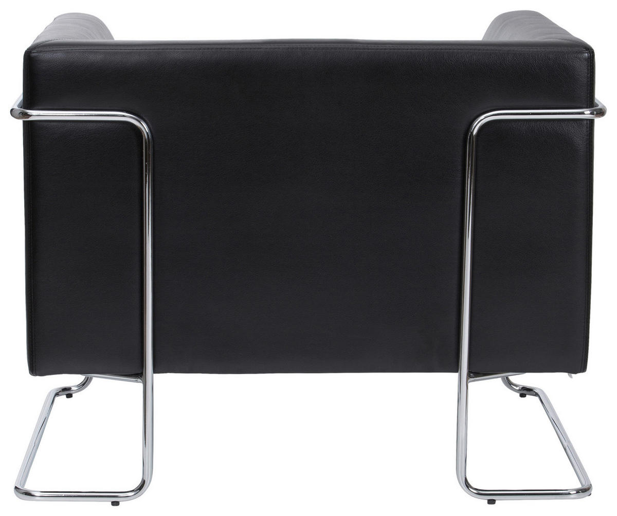 DESIGNSESSEL Lederlook Schwarz    - Chromfarben/Schwarz, MODERN, Textil/Metall (88/74/74cm) - MID.YOU