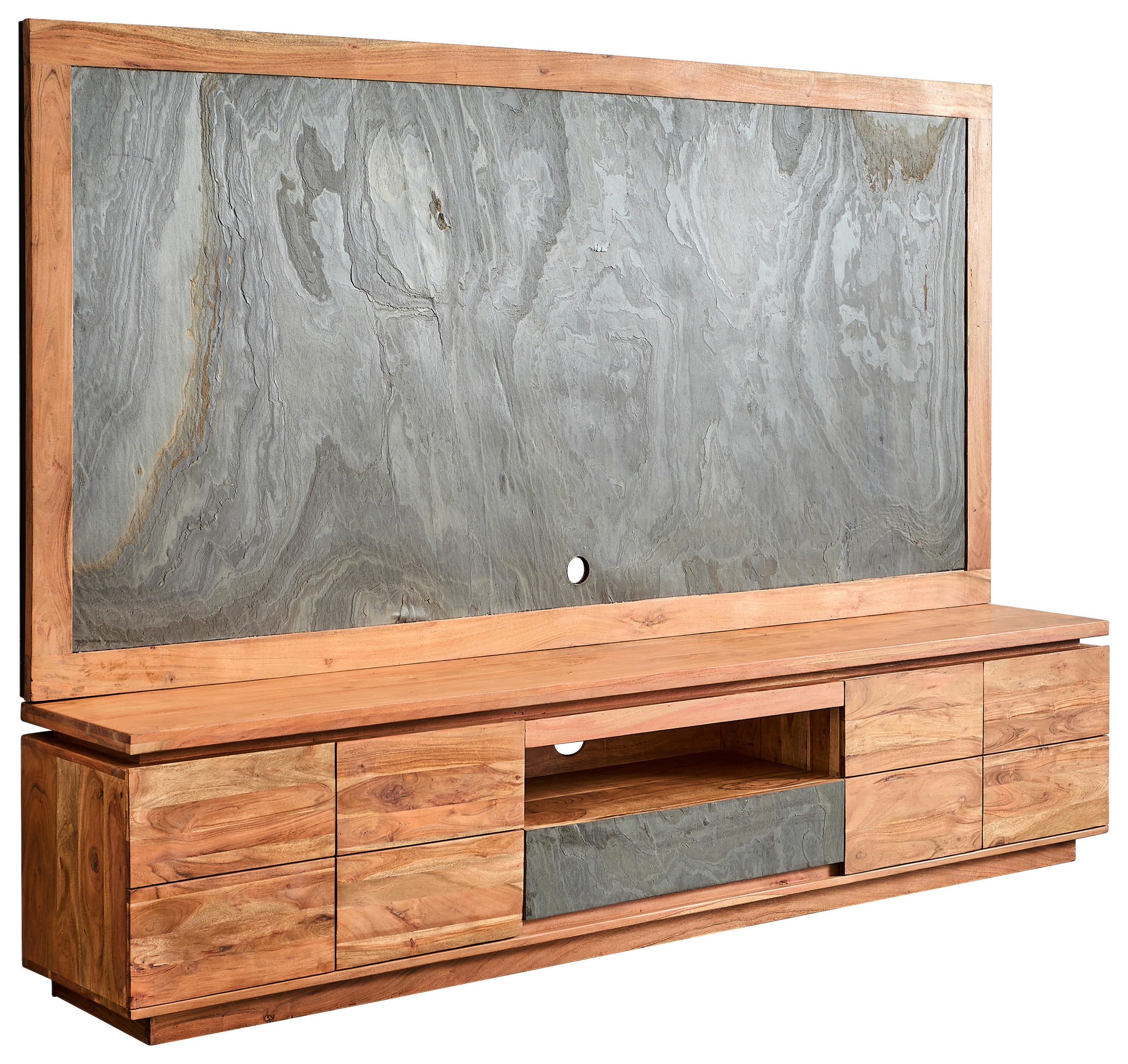 WOHNWAND 2-teilig  in Grau, Akaziefarben  240/173/40 cm  - Akaziefarben/Grau, KONVENTIONELL, Holz/Stein (240/173/40cm) - Livetastic