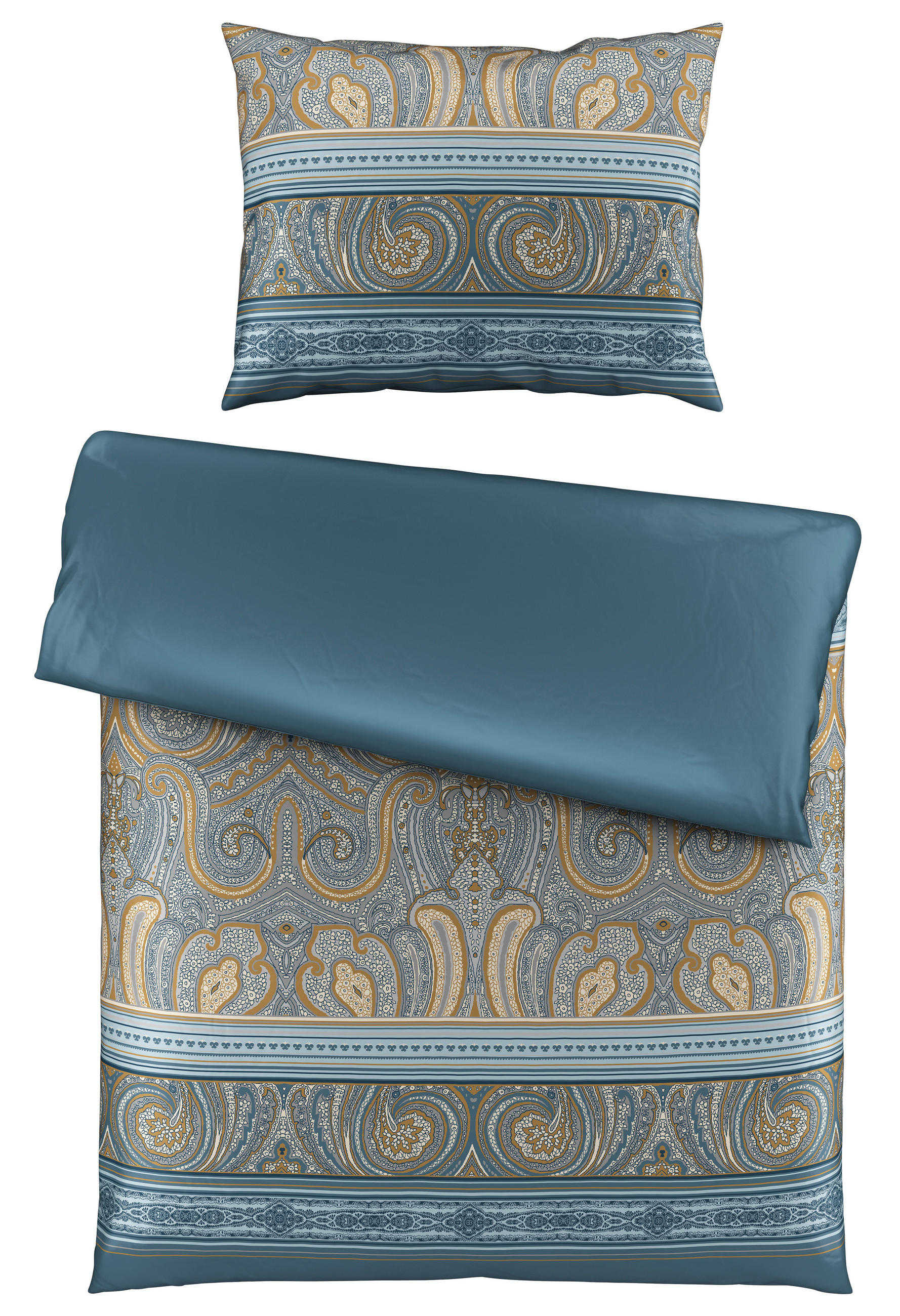 WENDEBETTWÄSCHE NATHANAEL Satin 140/200 cm  - Blau, KONVENTIONELL, Textil (140/200cm) - Novel