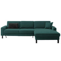 ECKSOFA in Cord Grün  - Schwarz/Grün, Design, Textil/Metall (298/185cm) - Pure Home Lifestyle