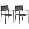 Stapelsessel 2er-Set Aluminium Schwarz  - Schwarz, KONVENTIONELL, Textil/Metall (56.5/88/61cm) - Gardenson