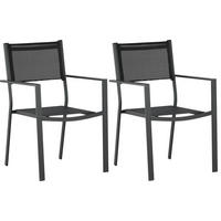 Stapelsessel 2er-Set Aluminium Schwarz  - Schwarz, KONVENTIONELL, Textil/Metall (56.5/88/61cm) - Gardenson
