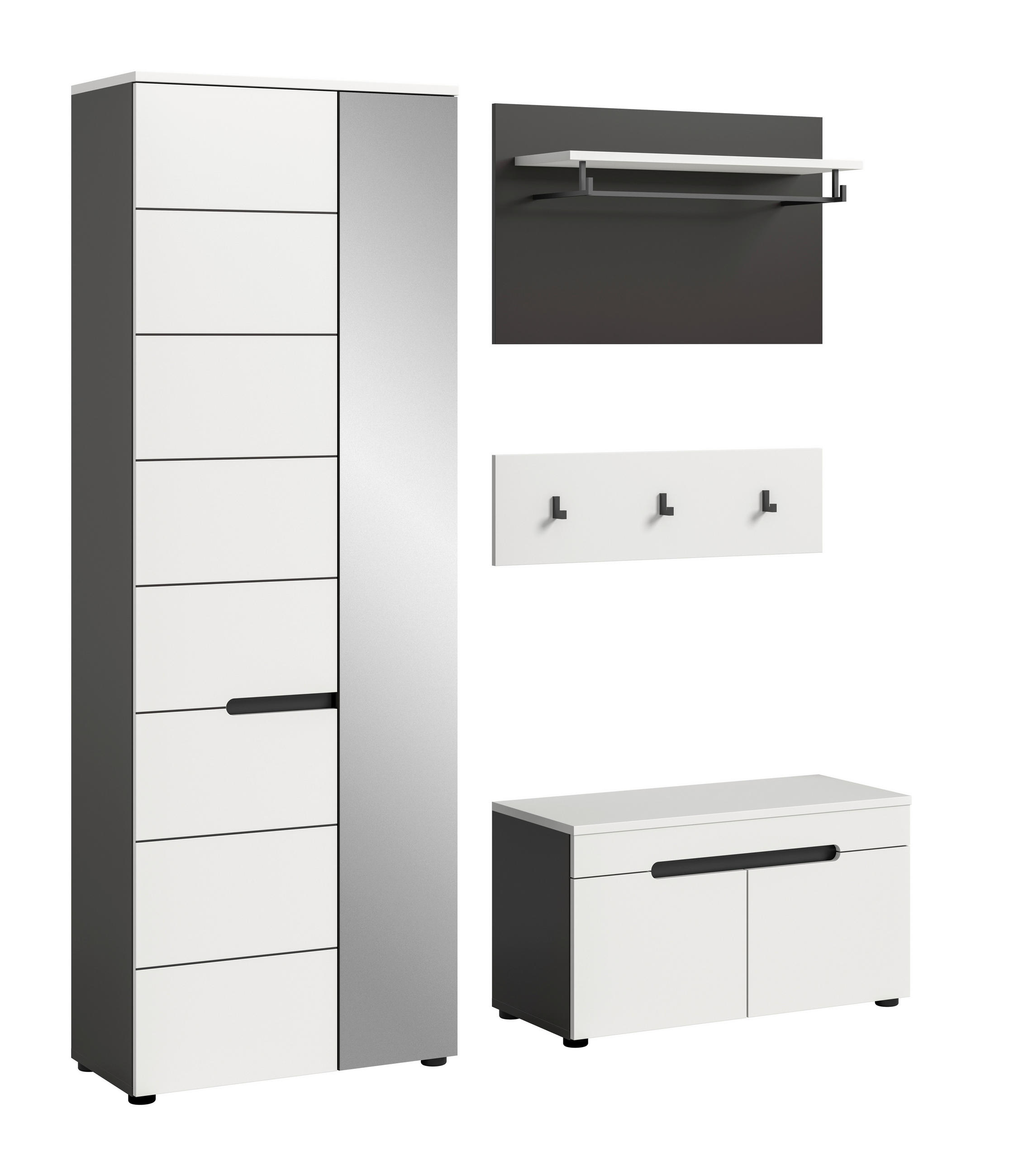 HALLM&Ouml;BEL 3 delar i 160/190/37 cm vit, gr&aring; 190/160/37 cm