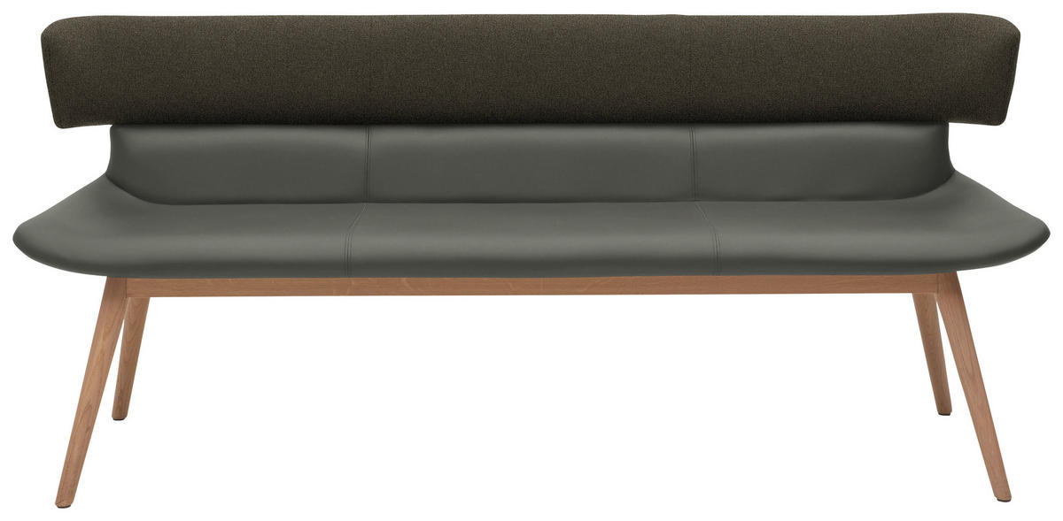 SITZBANK 170/84,5/64,5 cm  in Grau, Eichefarben  - Eichefarben/Grau, Natur, Leder/Holz (170/84,5/64,5cm) - Voglauer