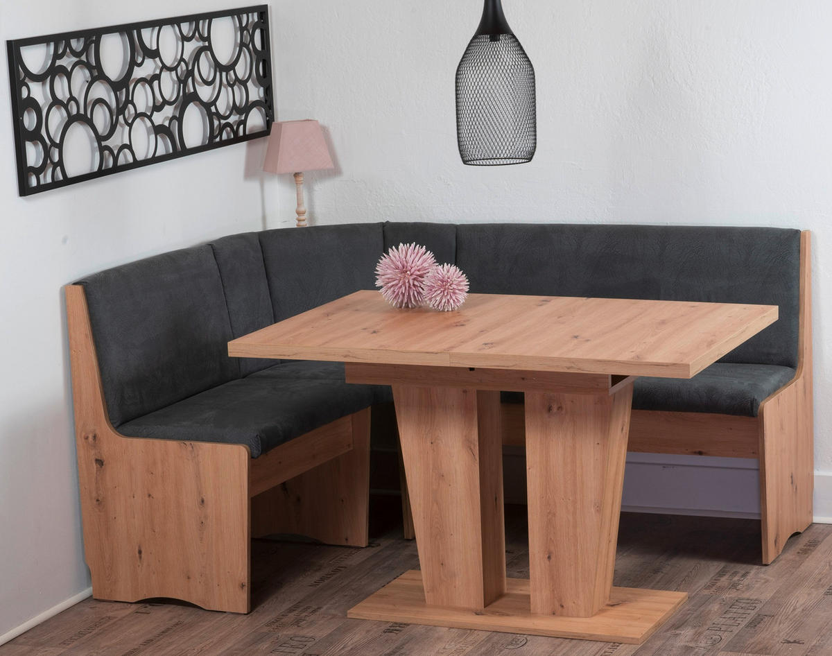 ECKBANKGRUPPE Mikrofaser Eiche Artisan, Grau  - Eiche Artisan/Grau, KONVENTIONELL, Holz/Textil (125/89/165cm) - MID.YOU
